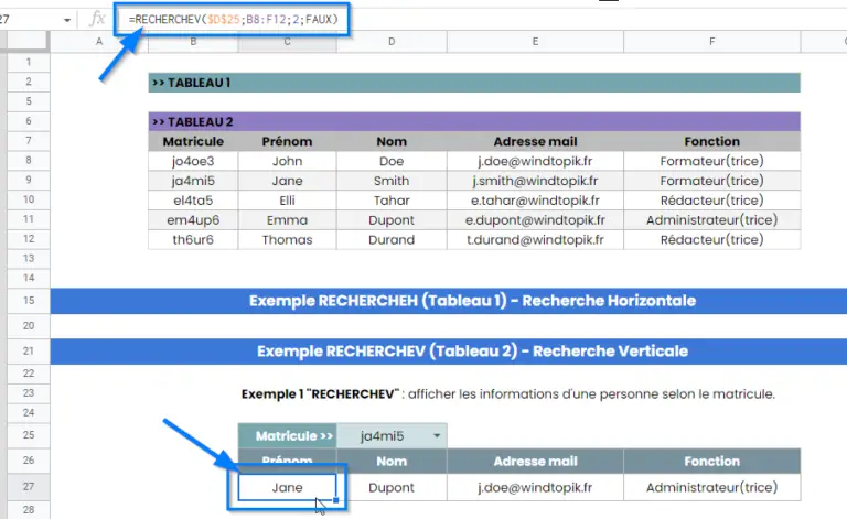 Sheets Utiliser Les Fonctions Recherchev Rechercheh